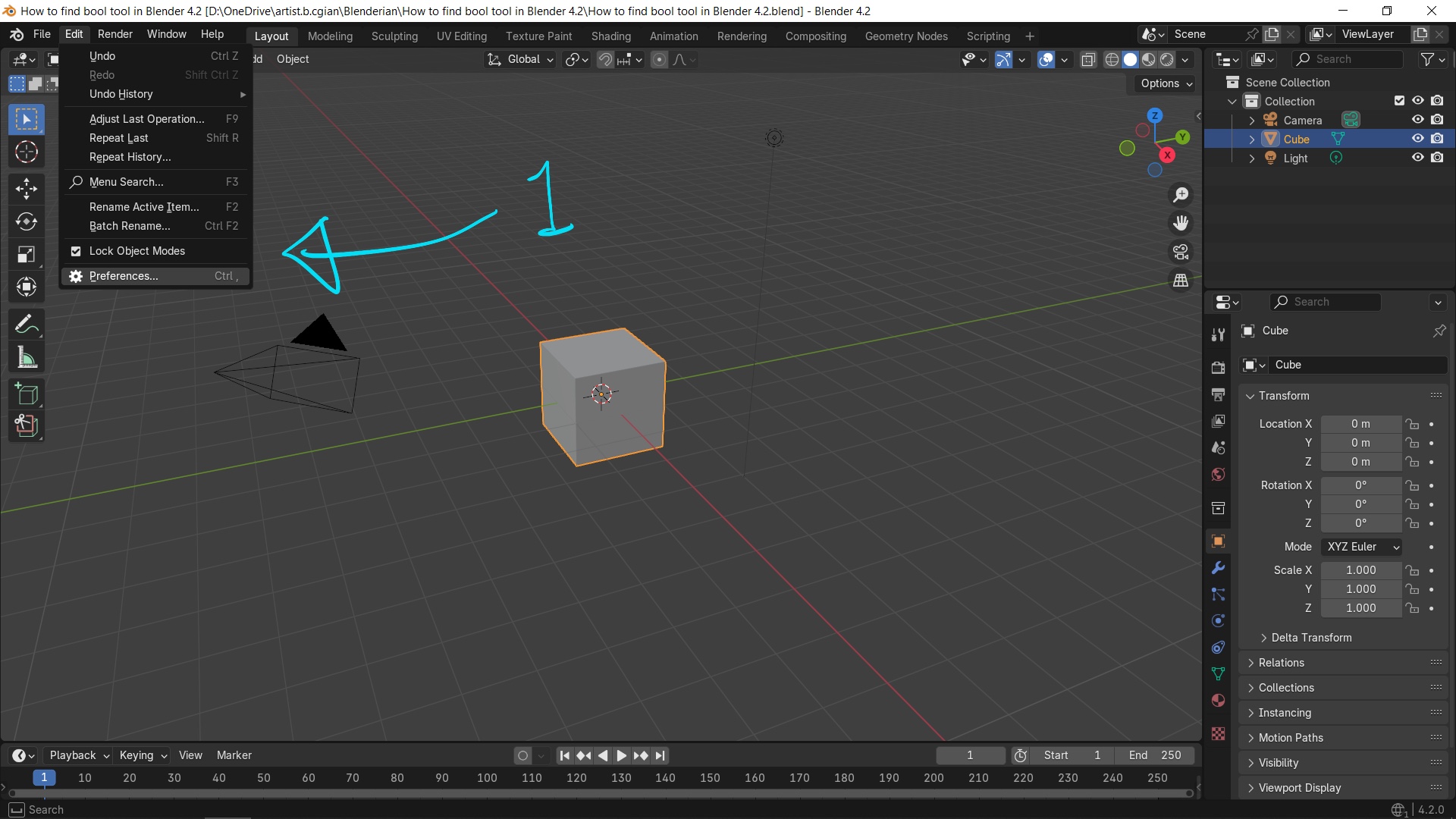 How to find bool tool in Blender 4.2 5 How to find bool tool in Blender 4.2